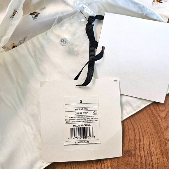 NWT!! Victoria Beckham Bee Print Long Sleeve Button Up Shirt, 100% Cotton, S - Picture 8 of 10